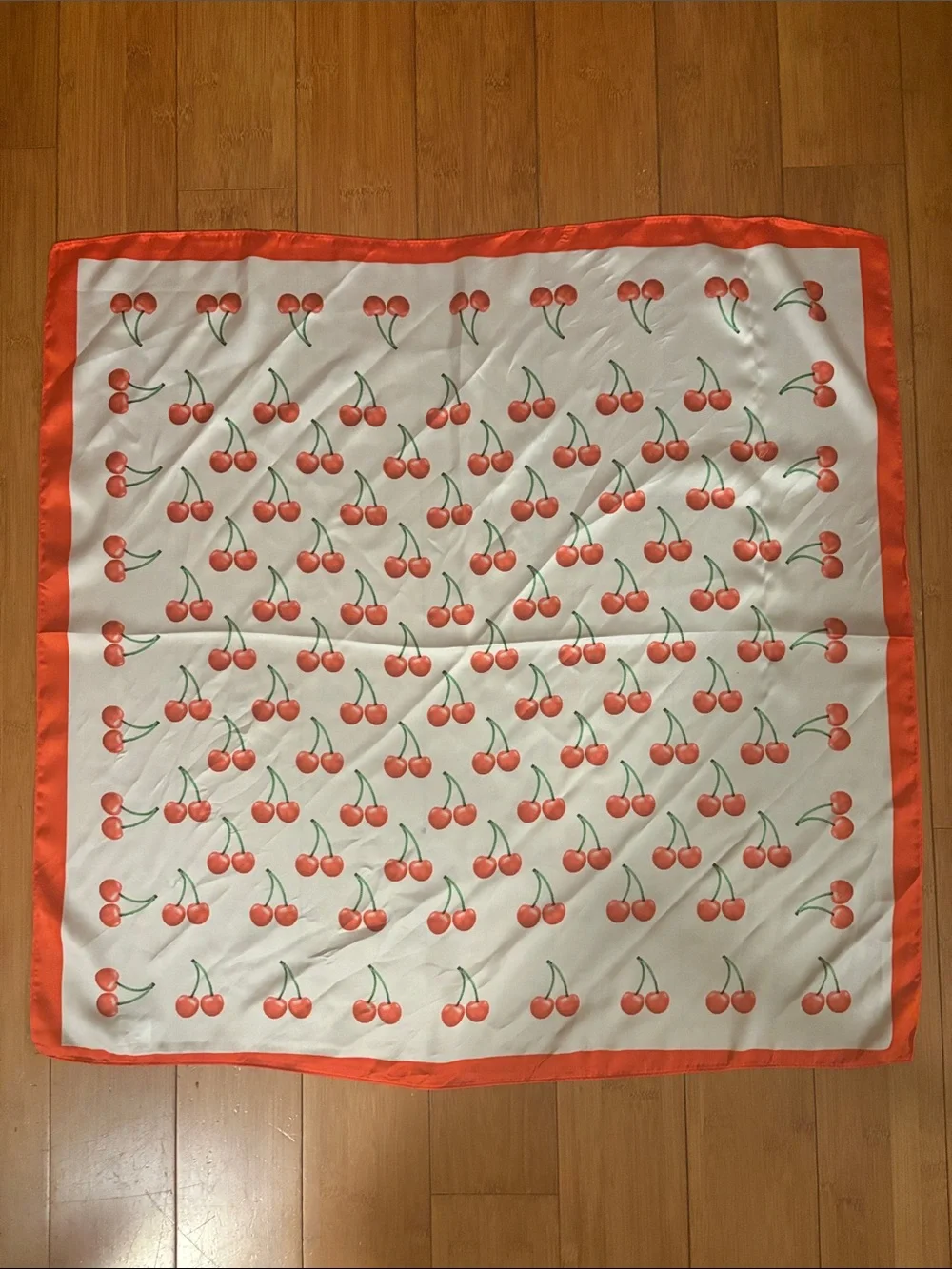 Cherry 🍒 Pattern Decorative Throw - Red on Cream Scarf 26”X 27” Inches